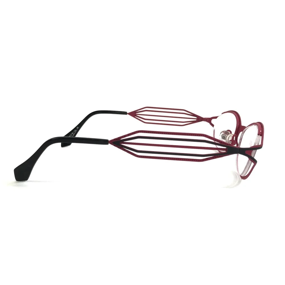Bellagio Eyeglasses Frames 630 C-03 Black Red Oval Full Rim 50-16-135